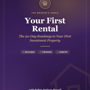 Your First Rental workbook cover — 90-day real estate investment roadmap
